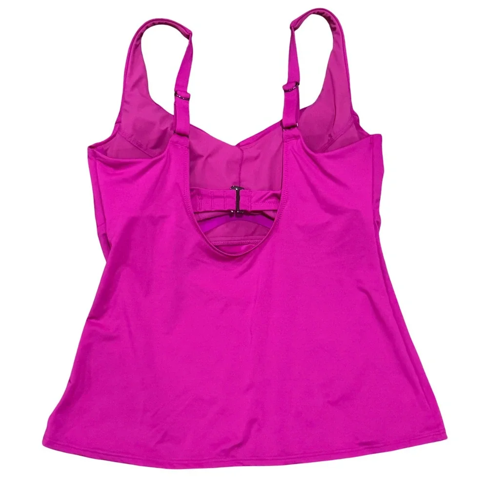 Athleta Bondi Bra Cup Tankini Pink Swim Top Underwire D/DD Cup Size 34 D/DD